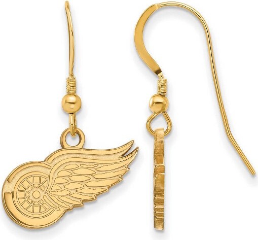 Black Bow Jewelry Co. BlackBowJewelry14kYellowGoldPlatedSterlingSilverDetroitRedWingsNHLMascotSmallDangleEarrings