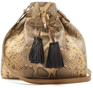 Isabel Marant Beeka Snake Effect Leather Bucket Bag - Womens - Beige Multi