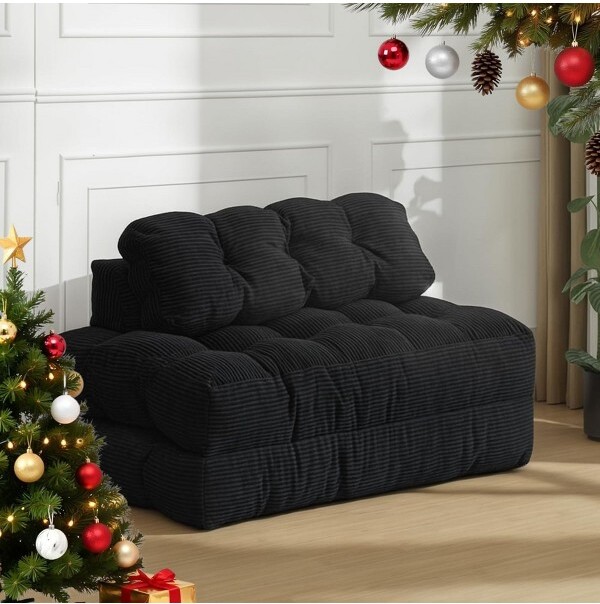Jojoka FoldingSofaBedConvertibleSleeperChairwithPillow，FoldableMattress&FoamCouchforSmallSpaceBlack