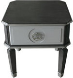 Ebern Designs House Beatrice Charcoal & Light Gray Finish End Table
