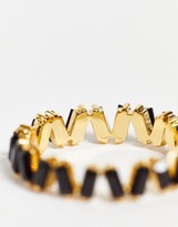 Thumbnail for your product : ASOS Curve ASOS DESIGN Curve 14k gold plated ring with baguette crystals in black