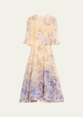 Zimmermann Lyrical Flare-Sleeve Midi Dress - ShopStyle