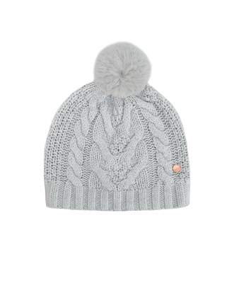 Ted Baker Cable Knit Pom Pom Hat Colour: GREY, Size: One Size