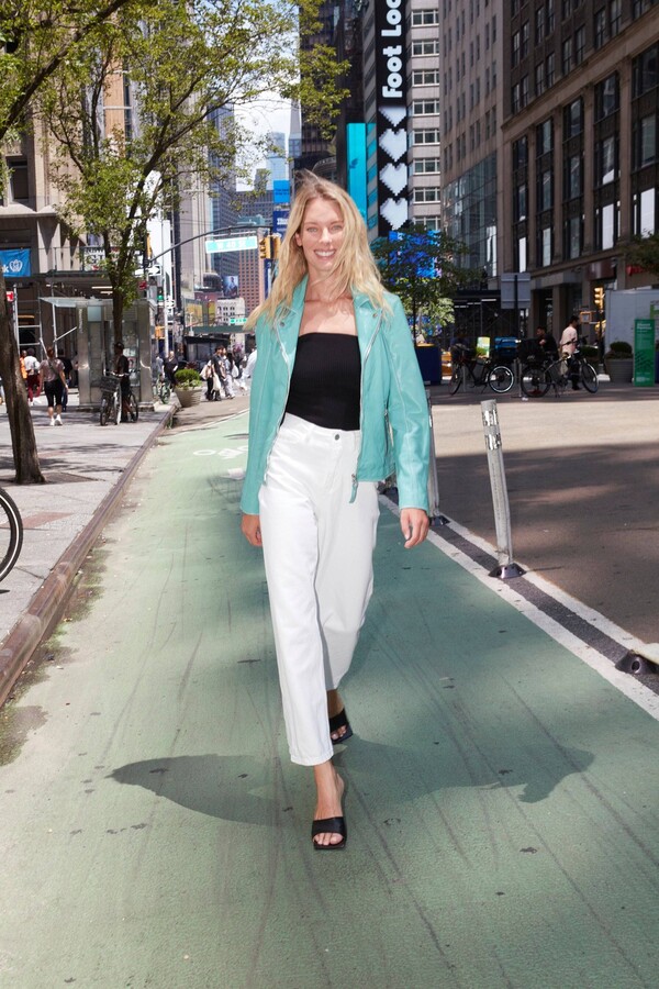 MAURITIUS Green Blue Louzia Rf Leather Jacket Aqua