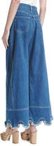 Thumbnail for your product : See by Chloe Scallop-Hem Denim Trousers