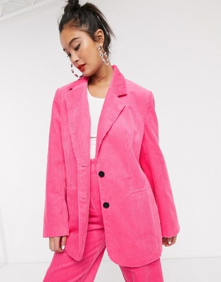 Collusion oversized cord blazer in pink