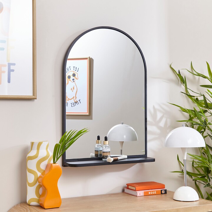 Dunelm Arched Wall Mirror with Shelf Black ShopStyle