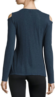 Lanston Cold-Shoulder Long-Sleeve Athletic Tee, Navy