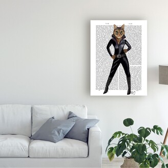 Trademark Global Fab Funky Cat Woman Leather Canvas Art - 19.5" x 26"