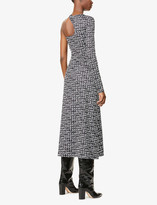 Thumbnail for your product : Saks Potts Kitten one-sleeve branded-print stretch-woven midi dress