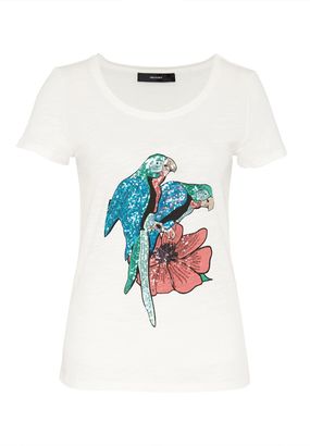 Hallhuber Sequined parrot print T-shirt