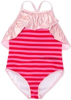 Thumbnail for your product : The Marc Jacobs Kids Frill Trimmed Striped Swimsuit