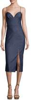 Thumbnail for your product : Cushnie Sleeveless Chambray Front-Slit Midi Dress, Denim