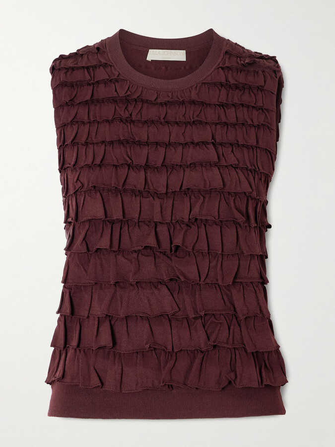 Ulla Johnson Lula Tiered Ruffled Jersey Top - Purple