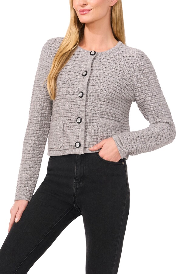 CeCe Metallic Crop Cardigan