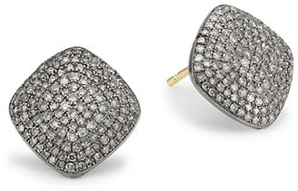 Nina Gilin Black Rhodium-Plated Silver & Diamond Stud Earrings