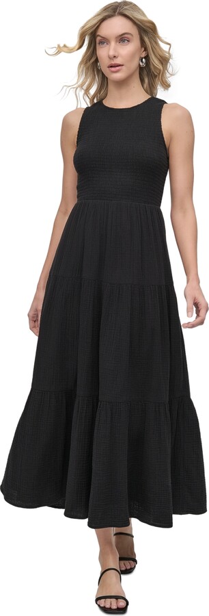 Dkny Jeans Women's Cotton Gauze Smocked-Bodice Maxi Dress