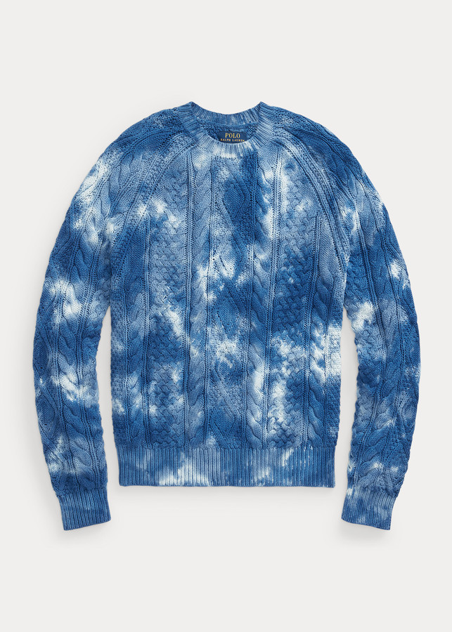 Ralph Lauren Tie-Dye Aran-Knit Cotton Sweater - ShopStyle