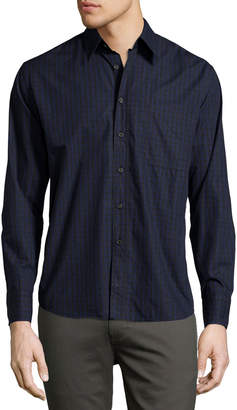 Billy Reid Tuscumbia Box-Check Oxford Shirt, Black/Blue