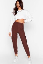 Thumbnail for your product : Nasty Gal Womens Mornin' Stretch High-Waisted Ribbed Joggers - Brown - 10