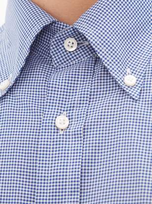 Ralph Lauren Purple Label Logo-embroidered Gingham Cotton Shirt - Mens - Blue White