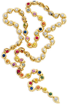 Tamara Comolli Multicolor Sapphire & Diamond Paisley Necklace in 18K Gold