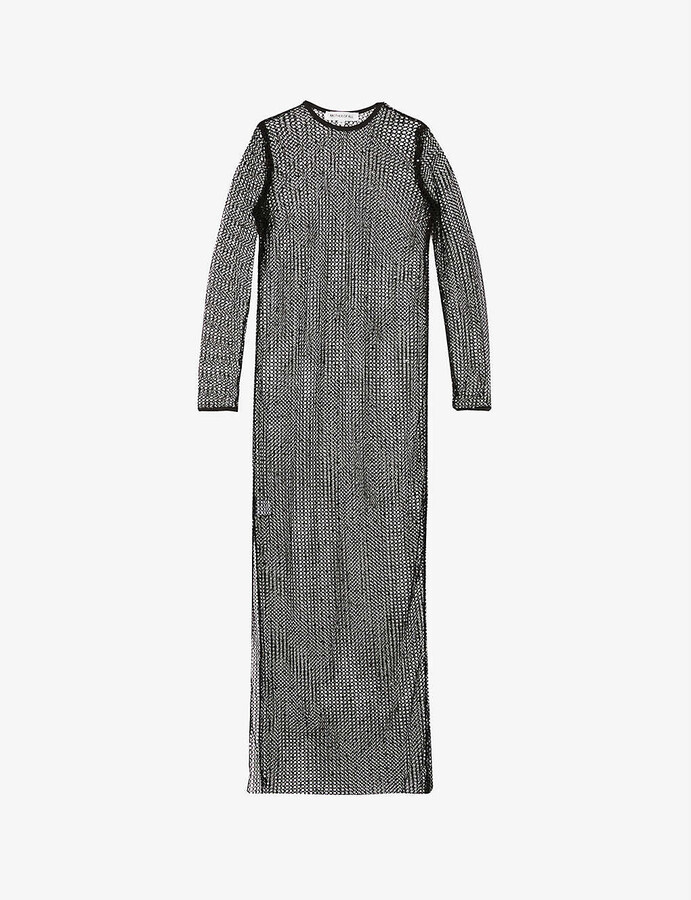 black long sleeve sheer dress