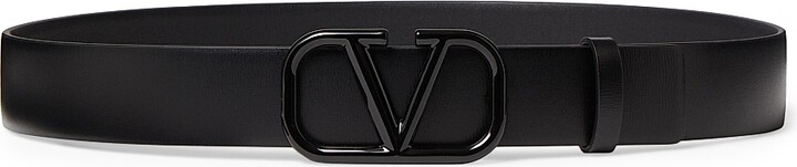 Women's VLogo Signature Belt in Shiny Calfskin 30MM - Black - Size Small