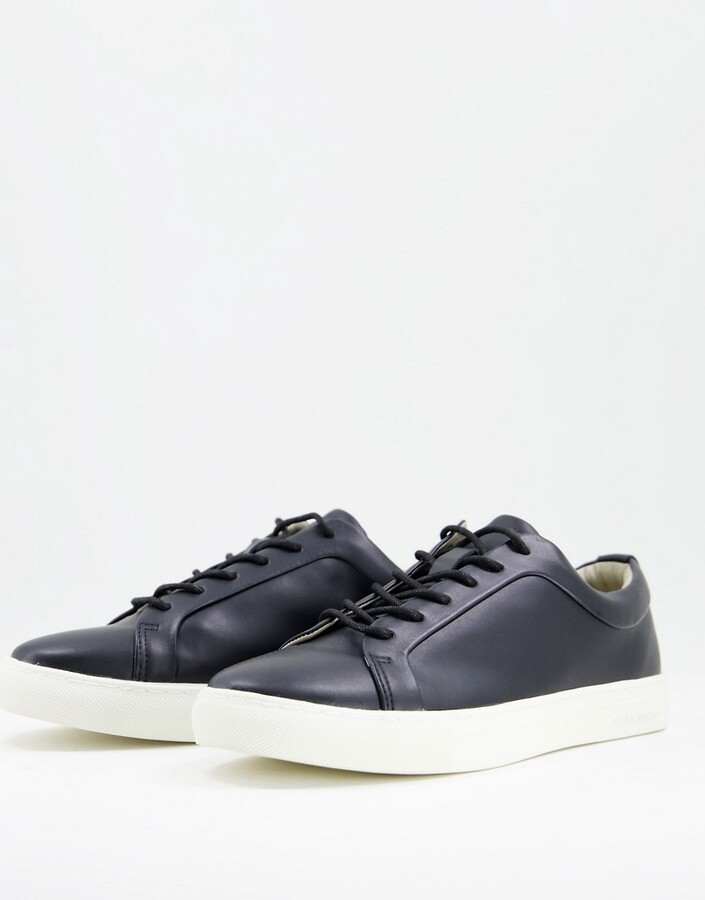 Jack and Jones faux leather sneakers in black - ShopStyle