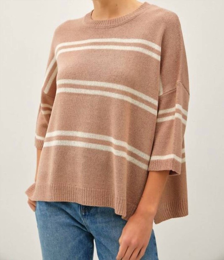 be cool Dina Striped Sweater Top In Natural