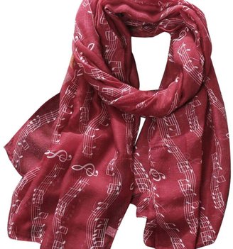 LUQUAN Women Large Pattern Music Notes Long Scarves Shawls