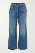 Thumbnail for your product : Mother + Net Sustain + Bowie The Rambler Zip Cropped Embellished Straight-leg Jeans - Blue