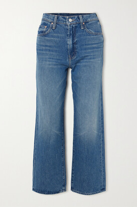 Mother + Net Sustain + Bowie The Rambler Zip Cropped Embellished Straight-leg Jeans - Blue