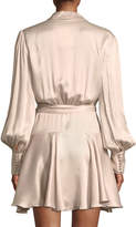 Thumbnail for your product : Zimmermann Silk Wrap Blouson-Sleeve Mini Dress
