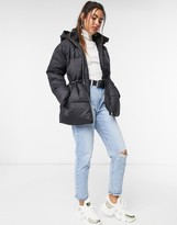 Thumbnail for your product : Vero Moda padded jacket with drawstring waist in black