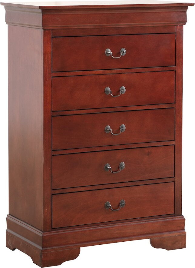Glory Furniture Louis Phillipe Chest in Cherry Color