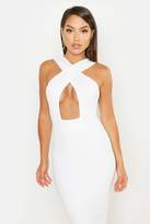 Thumbnail for your product : boohoo Boutique Premium Wrap Front Midi Contour Bandage Dress