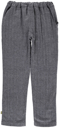 Nui Billy Herringbone Organic Cotton Flannel Trousers Grey