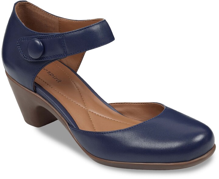 navy pumps with ankle strap