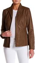 Thumbnail for your product : Cole Haan Leather Front Zip Wing Collar Jacket