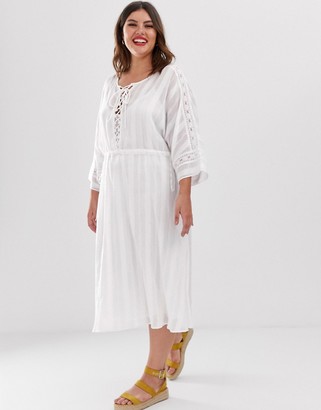 ASOS DESIGN Curve lace insert midi dress with lace up front