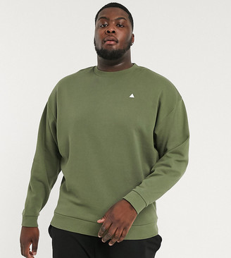 ASOS DESIGN Plus oversized sweatshirt in khaki with triangle