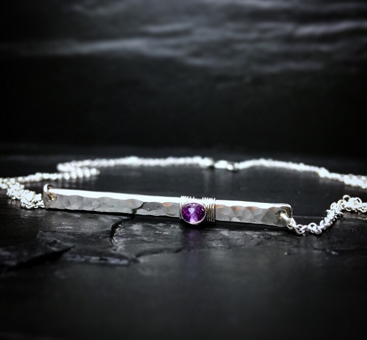 Etsy Amethyst Signature Bar Necklace in 14K Gold Filled Or Sterling Silver February Birthstone