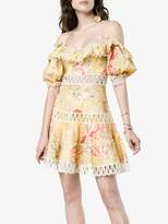 Thumbnail for your product : Zimmermann Jaya wave bodice halterneck cotton linen-blend dress