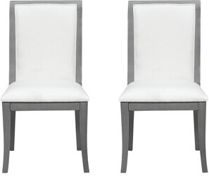 Lark Manor Finish Upholstered Dining Chairs Set Of 2 - Traditional Elegant Fabric Side Chairs With Curved Lines, Solid Hardwood Frame