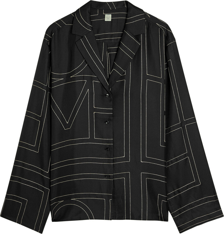 Totême Logo-embroidered Silk-satin Shirt