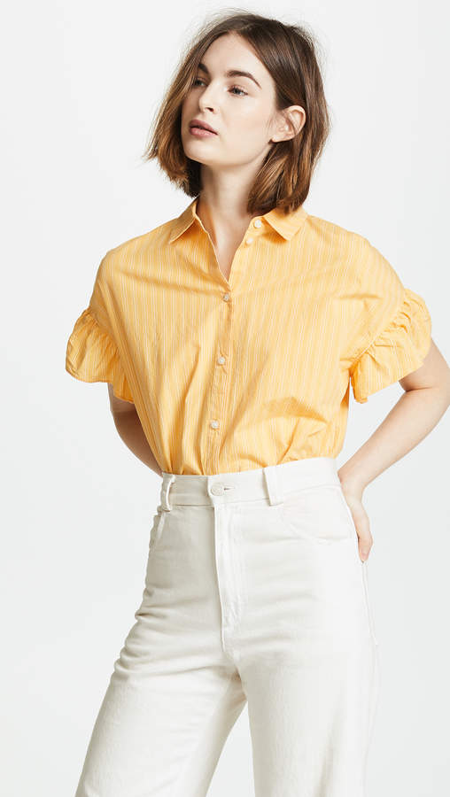 madewell central ruffle sleeve shirt