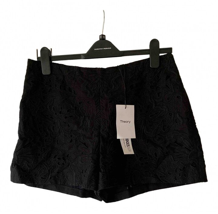 Theory black Cotton Shorts - ShopStyle