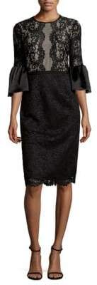 Maggy London Flared-Sleeve Lacework Sheath Dress