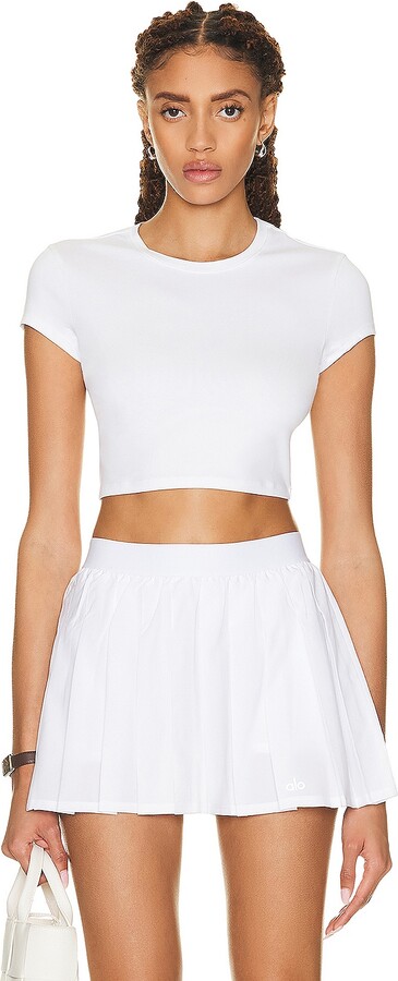 Alo Soft Crop Finesse Short Sleeve Top in White